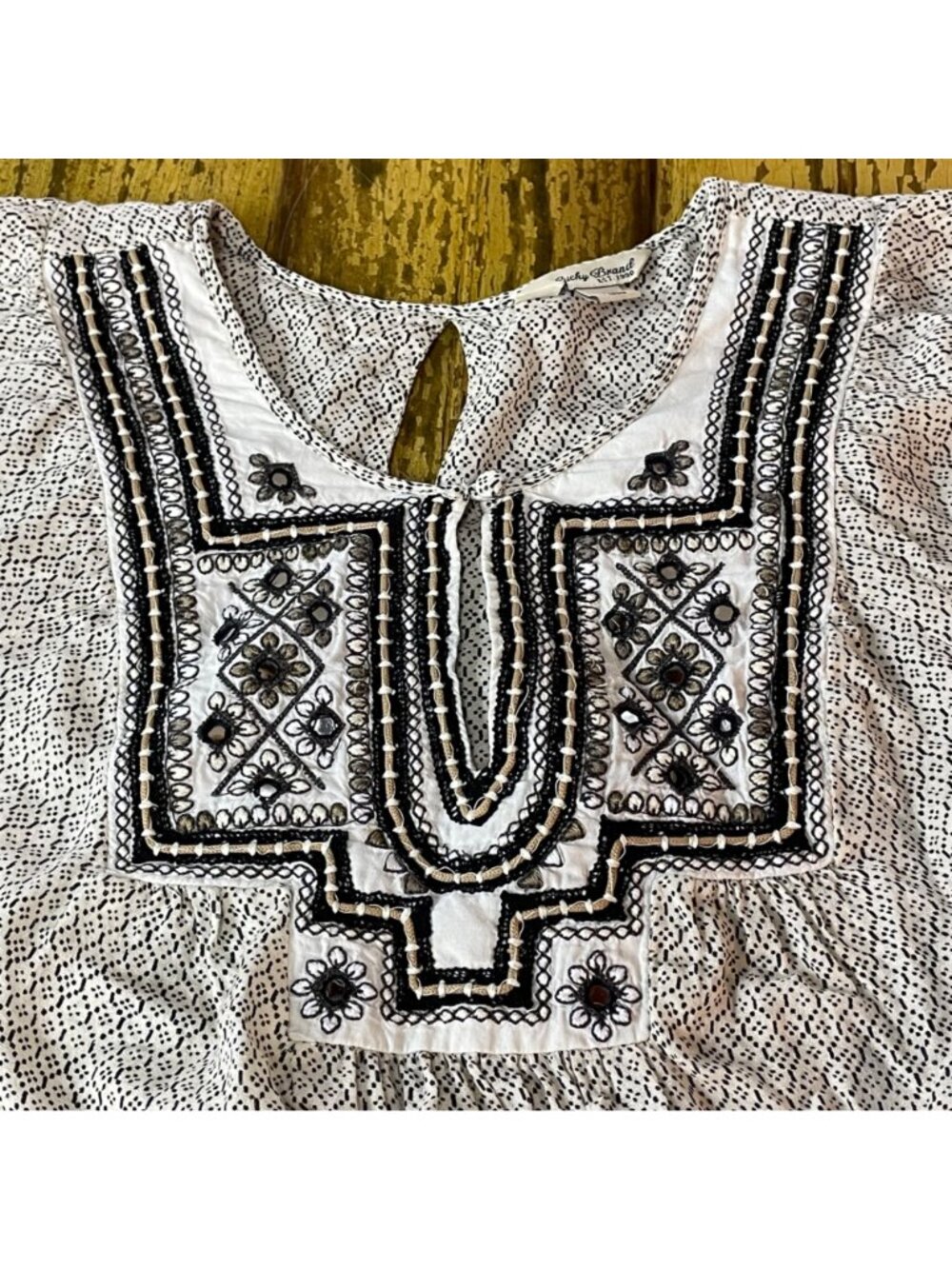 Lucky Brand Floral Embroidered Boho Peasant Top Sz XL Country Cottage - Picture 3 of 5